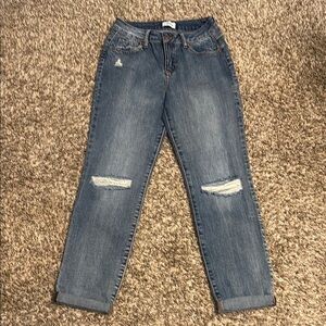 RSQ Blue Ankle Cropped Jeans with Distressed Details